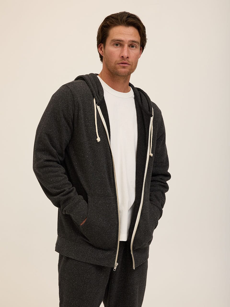 Men's Core Triblend Fleece Zip Hoodie - Lightweight Casual Layer