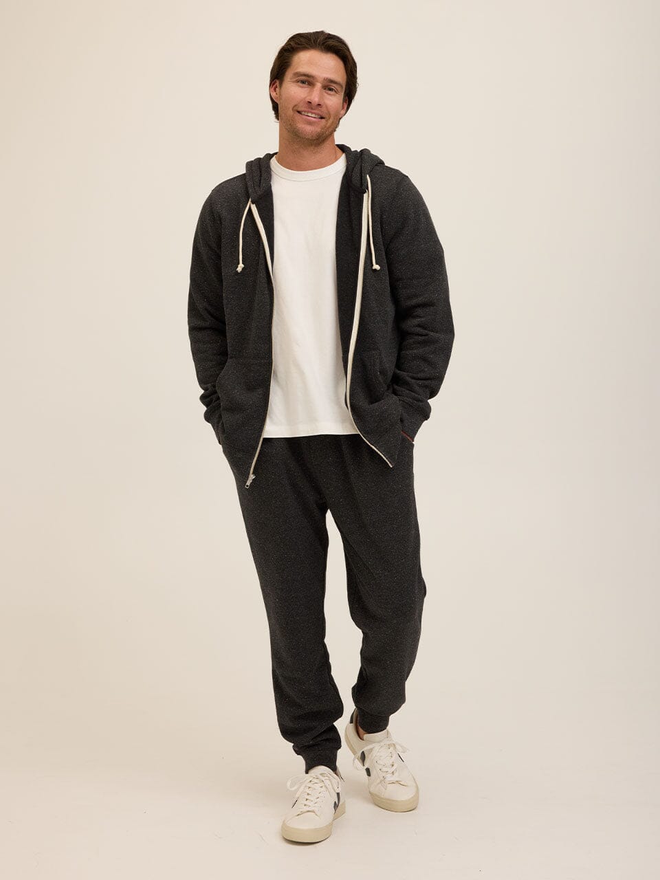Men's Core Triblend Fleece Zip Hoodie - Lightweight Casual Layer