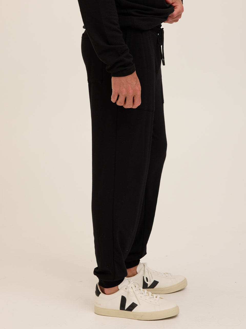 Men's Core Feather Fleece Jogger - Black Minimalist Lounge Pants