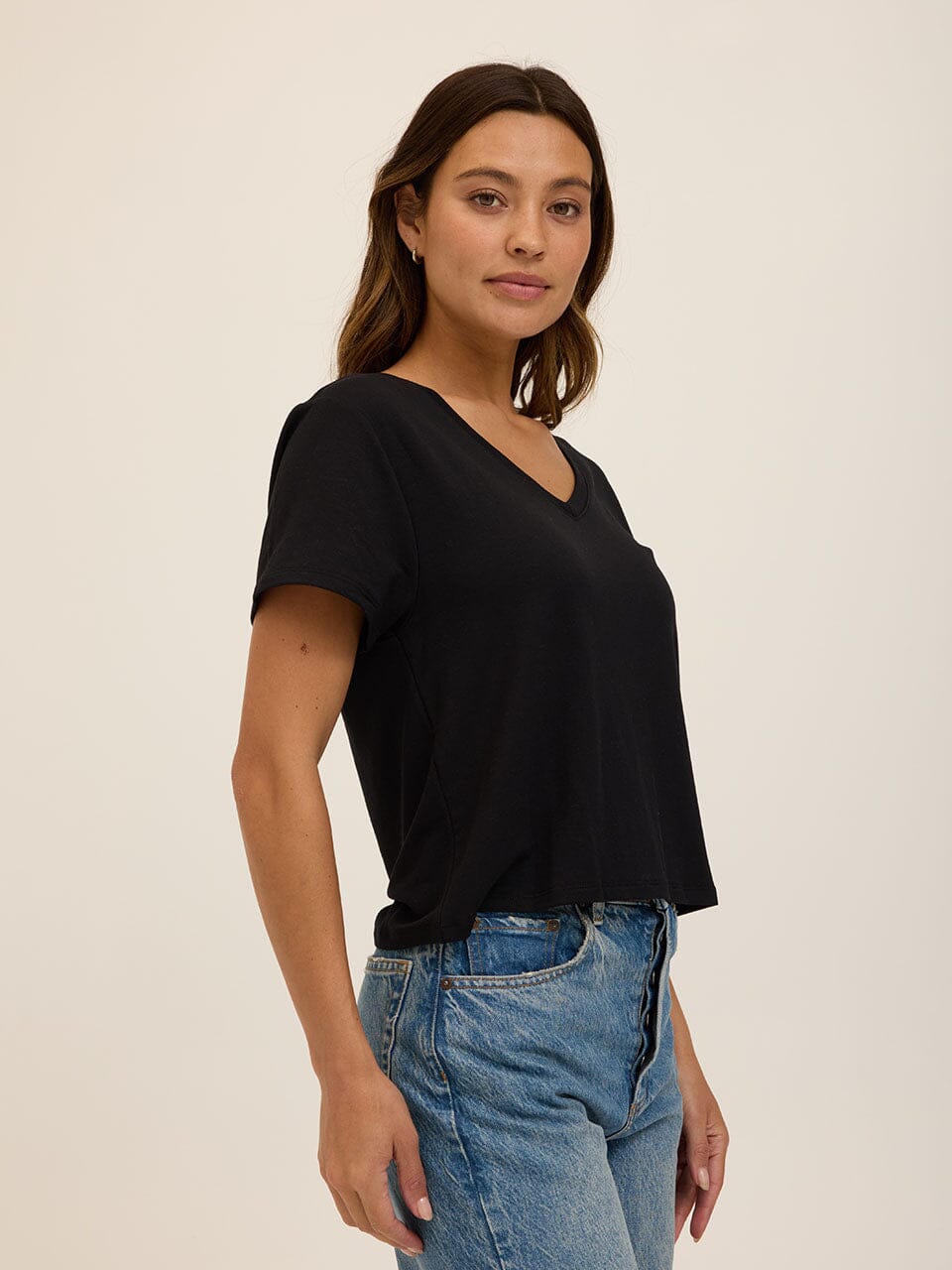Modal Terry V-Neck Tee: Soft Lightweight Everyday Essential