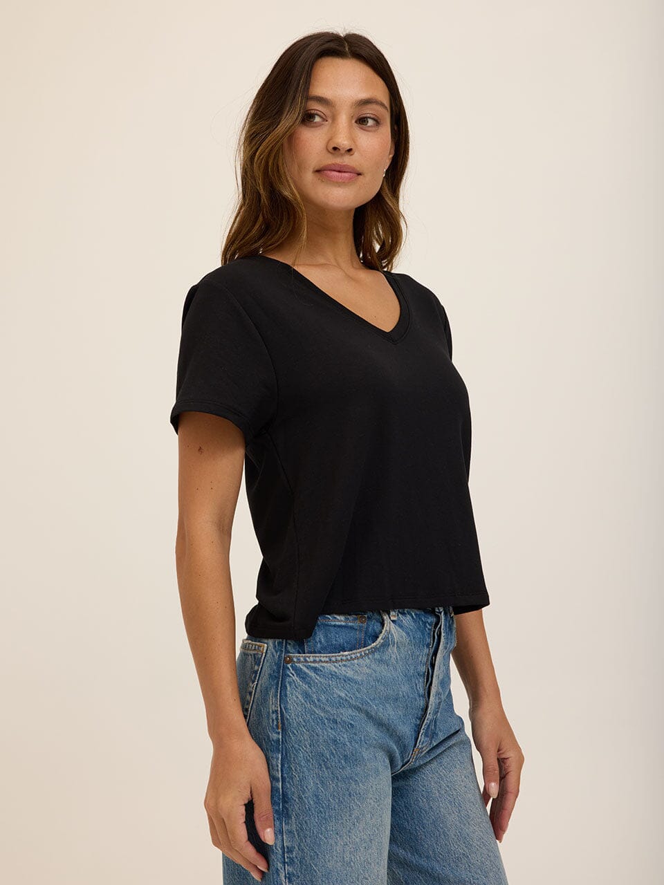 Modal Terry V-Neck Tee: Soft Lightweight Everyday Essential