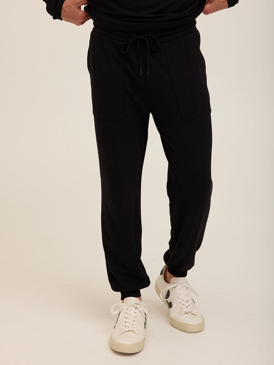 Men's Core Feather Fleece Jogger - Black Minimalist Lounge Pants