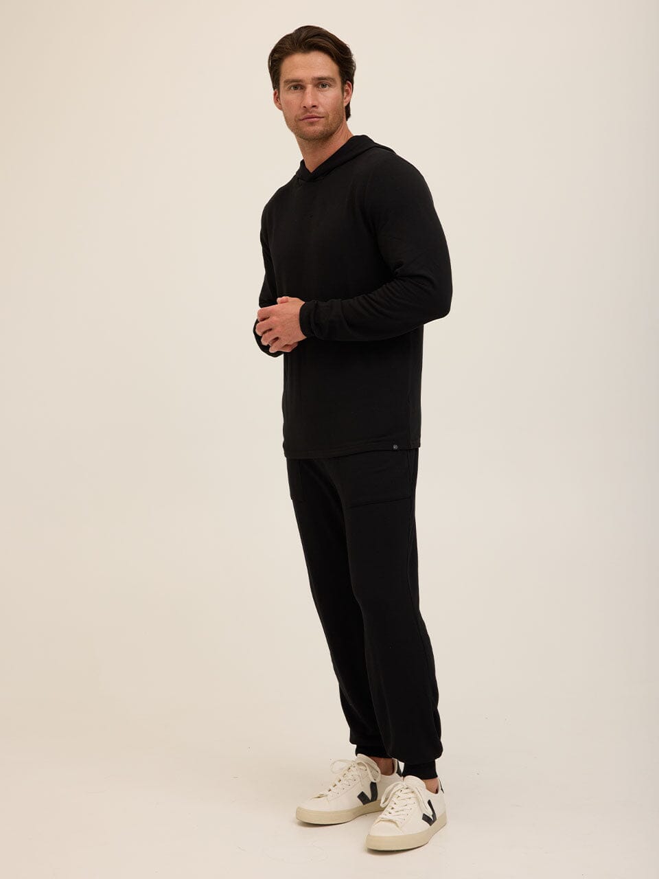 Men's Core Feather Fleece Jogger - Black Minimalist Lounge Pants