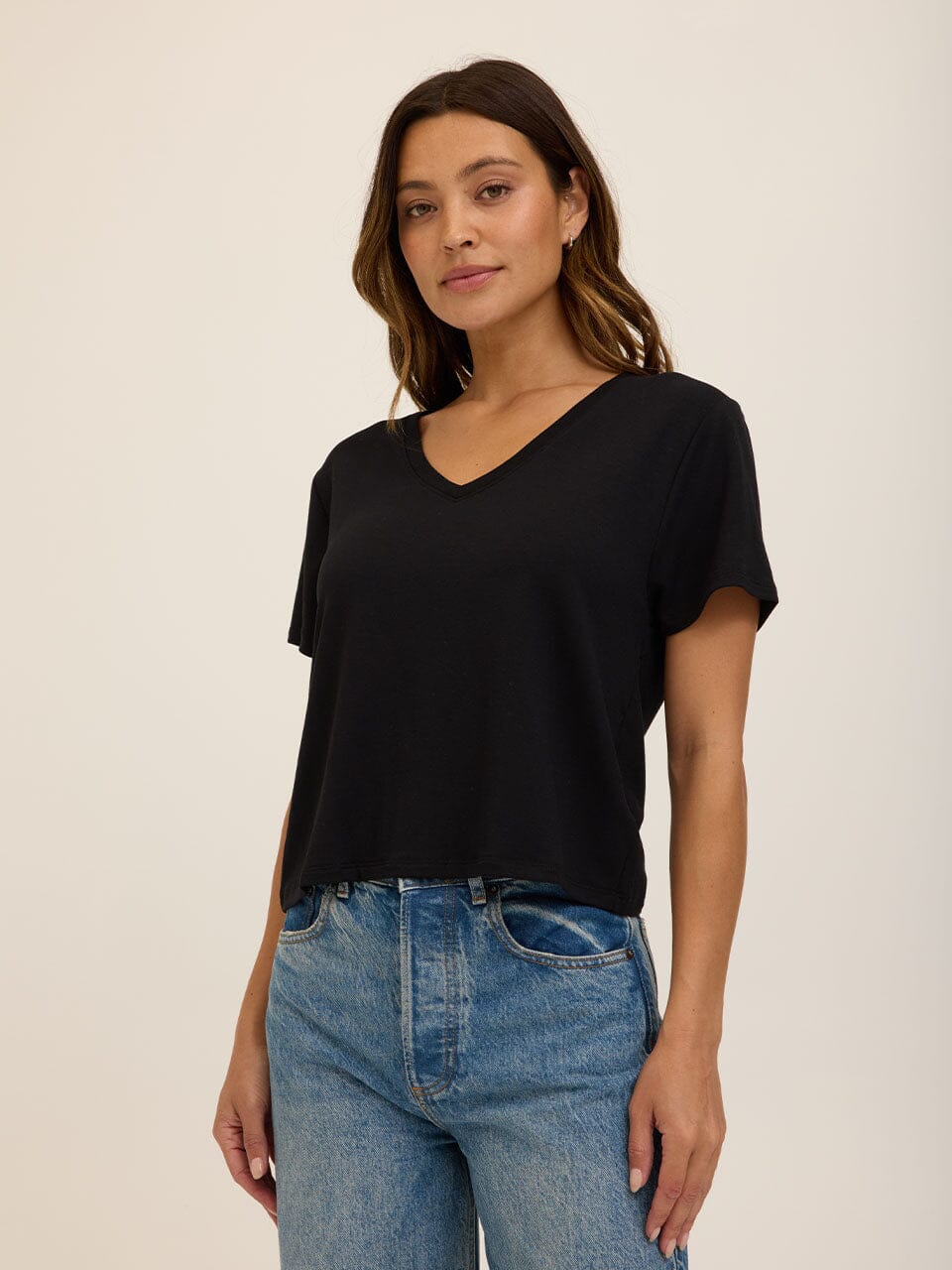 Modal Terry V-Neck Tee: Soft Lightweight Everyday Essential