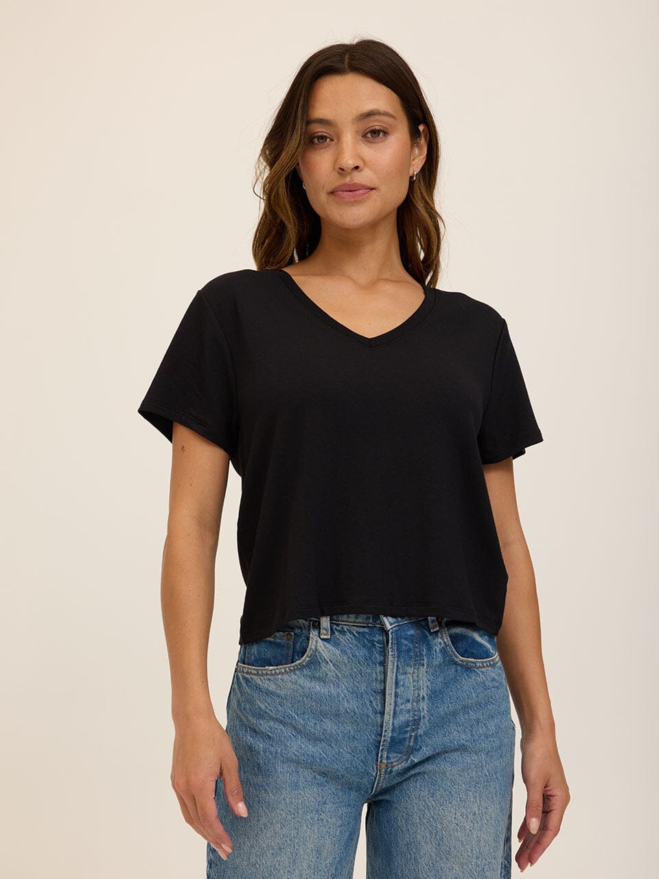 Modal Terry V-Neck Tee: Soft Lightweight Everyday Essential