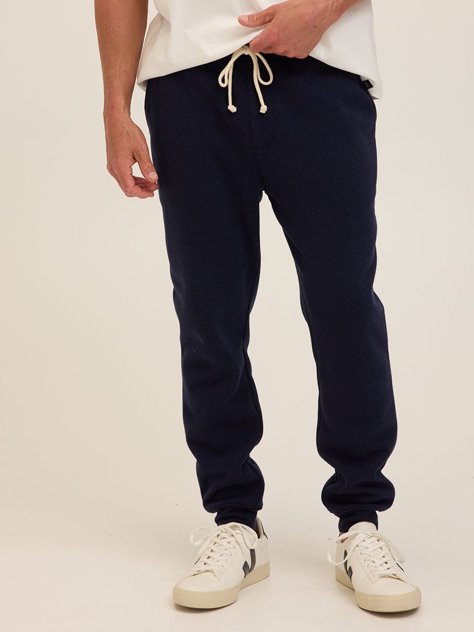Men's Core Triblend Fleece Joggers in a modern straight leg fit and soft gray fabric.