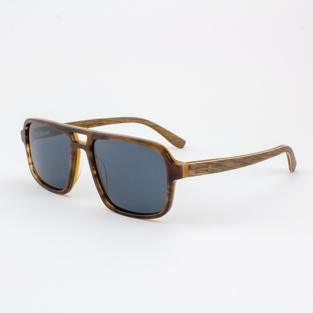Rockledge Unisex Modern Acetate & Wood Sunglasses Dark Brown