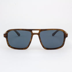 Handcrafted Rockledge modern unisex sunglasses in dark brown acetate and wood.