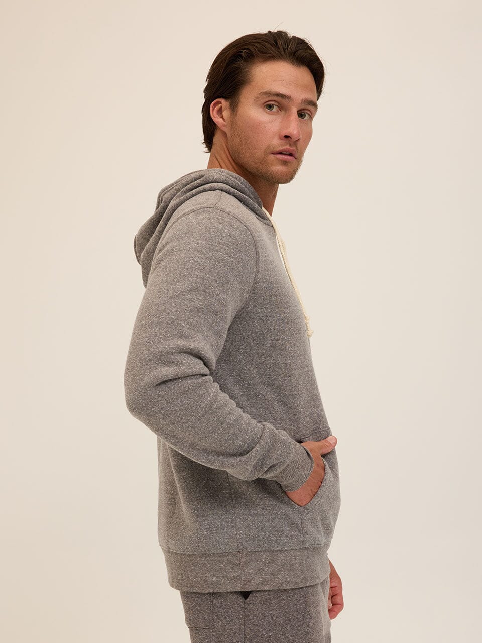 Men's Core Triblend Fleece Pullover Hoodie in Grey