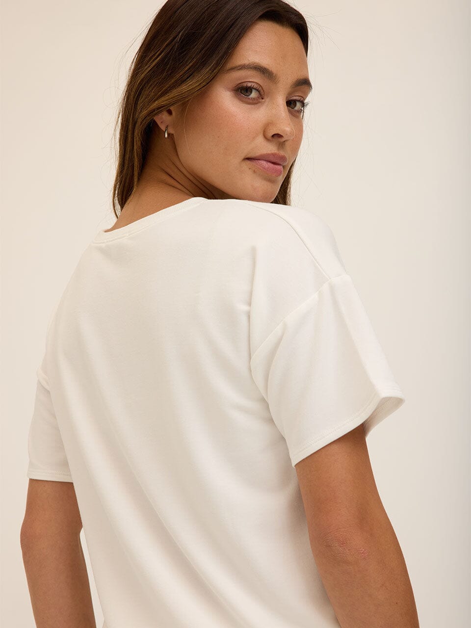 Core Modal Terry White Crew Neck Tee