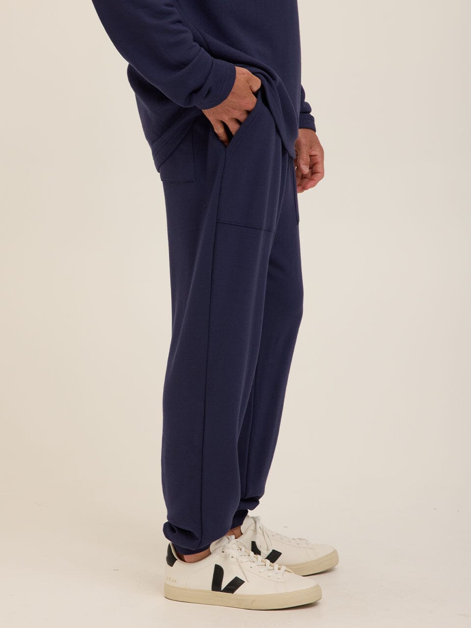 Men's Core Feather Fleece Jogger in Navy Blue - Relaxed Fit Knit