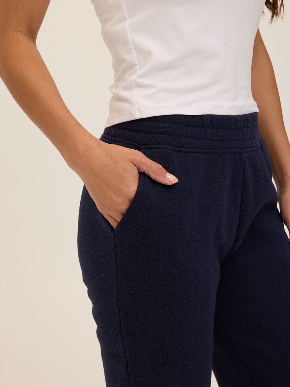 Rowena Women's Triblend Fleece Jogger in Navy Blue, Relaxed Fit