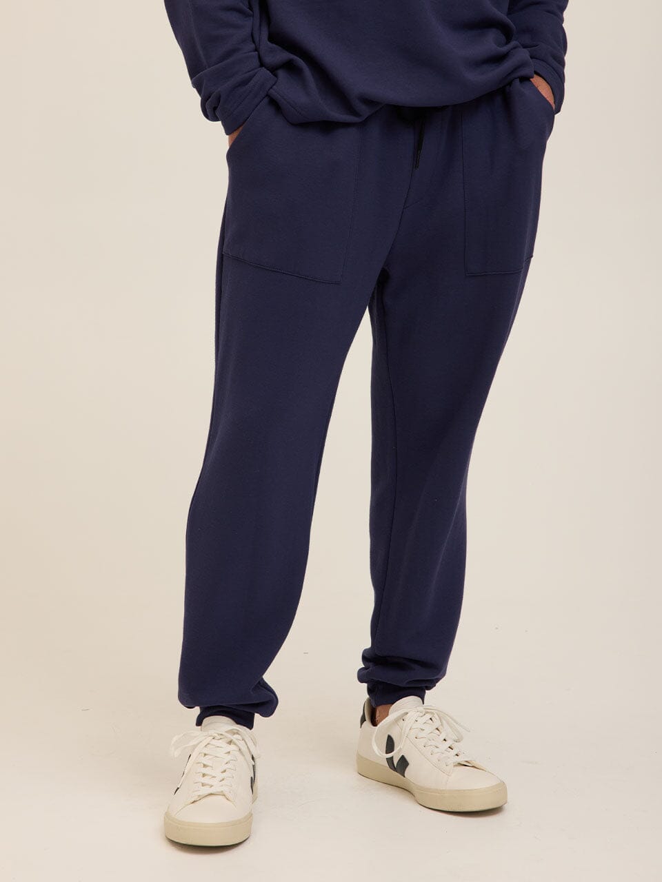 Men's Core Feather Fleece Jogger in Navy Blue - Relaxed Fit Knit