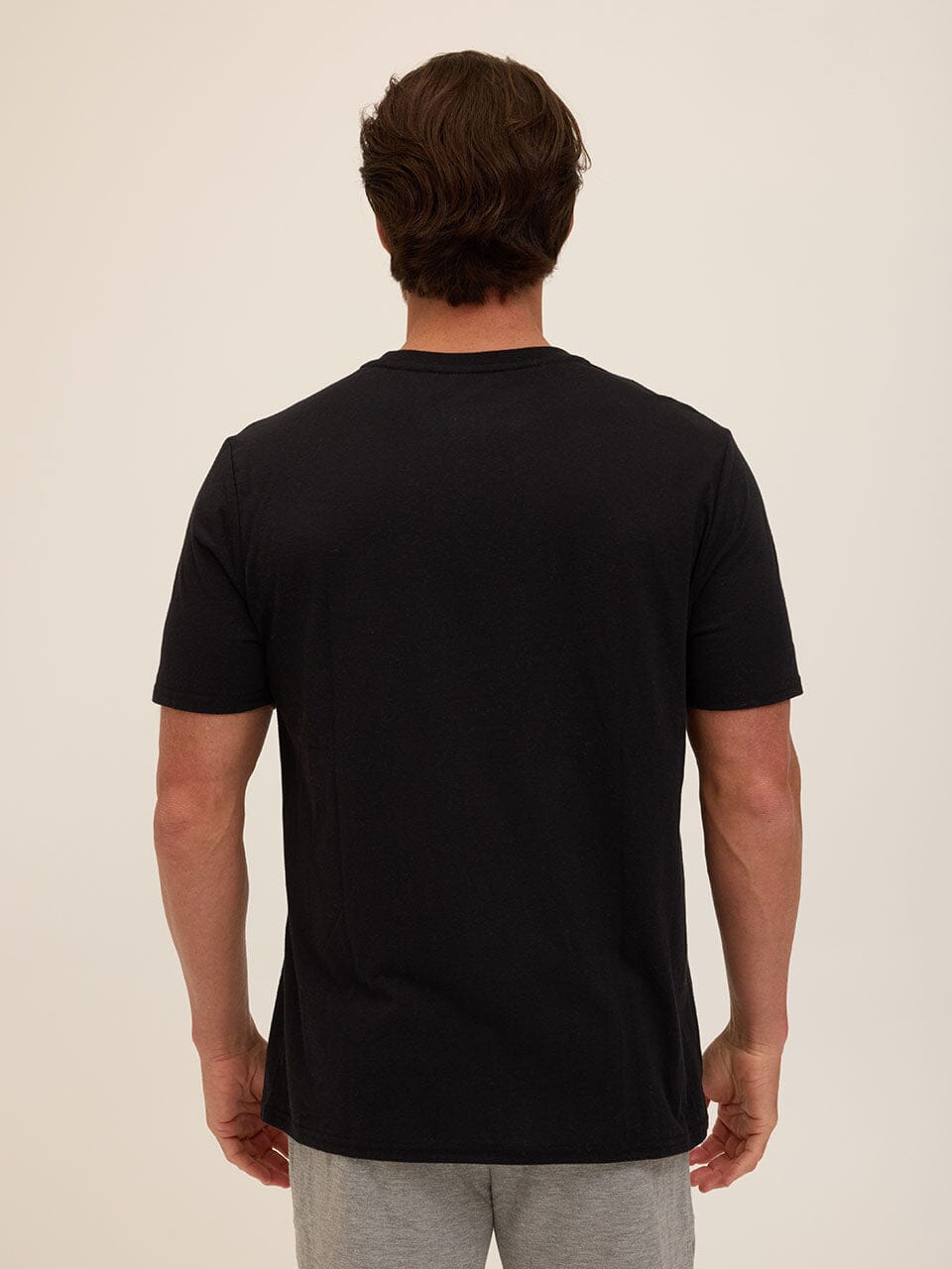 Men's Core Triblend Jersey Crew Neck Tee in Black and Charcoal-grey