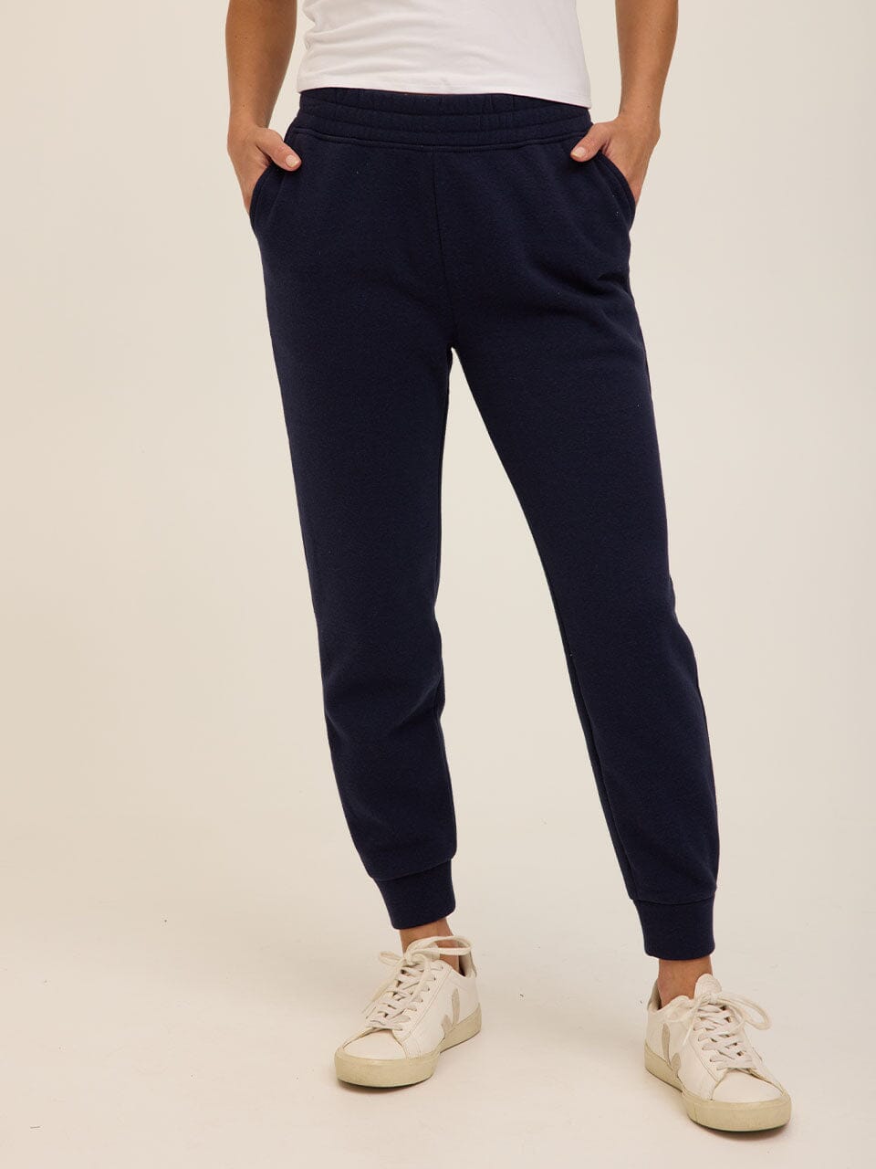 Rowena Women's Triblend Fleece Jogger in Navy Blue, Relaxed Fit