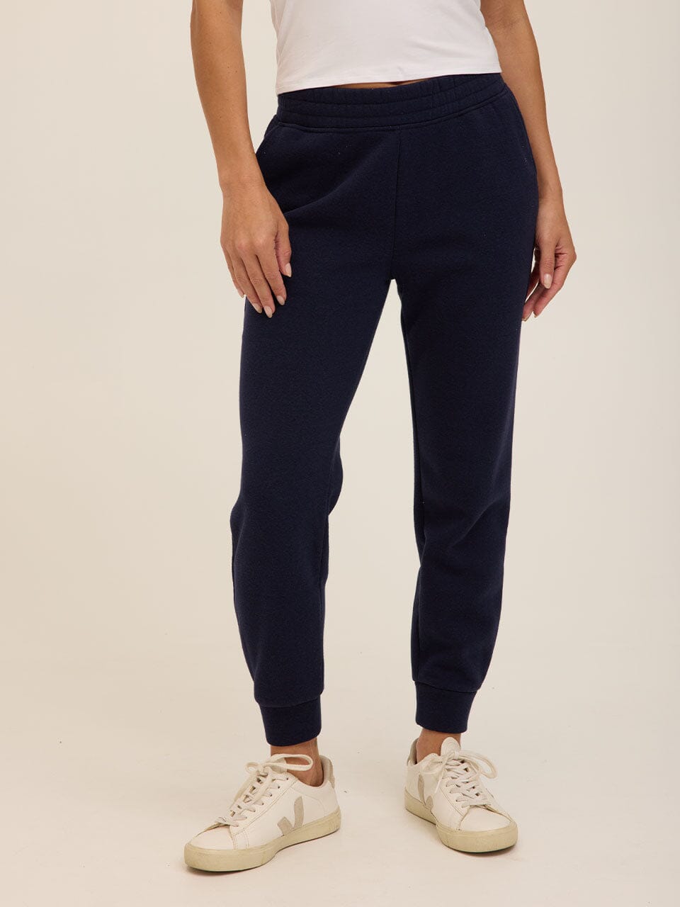 Rowena Women's Triblend Fleece Jogger in Navy Blue, Relaxed Fit