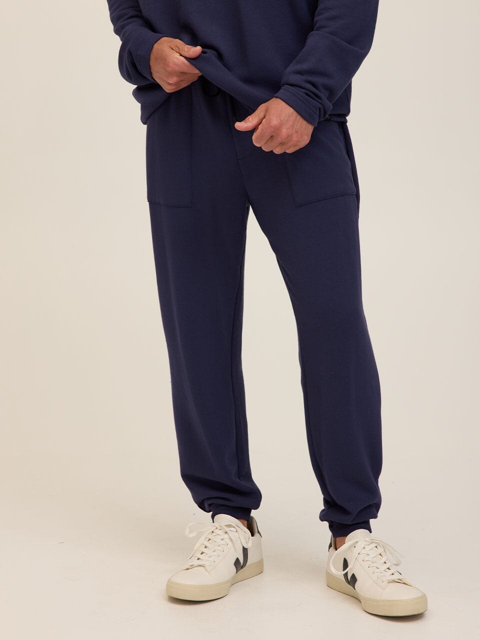 Men's Core Feather Fleece Jogger in Navy Blue - Relaxed Fit Knit