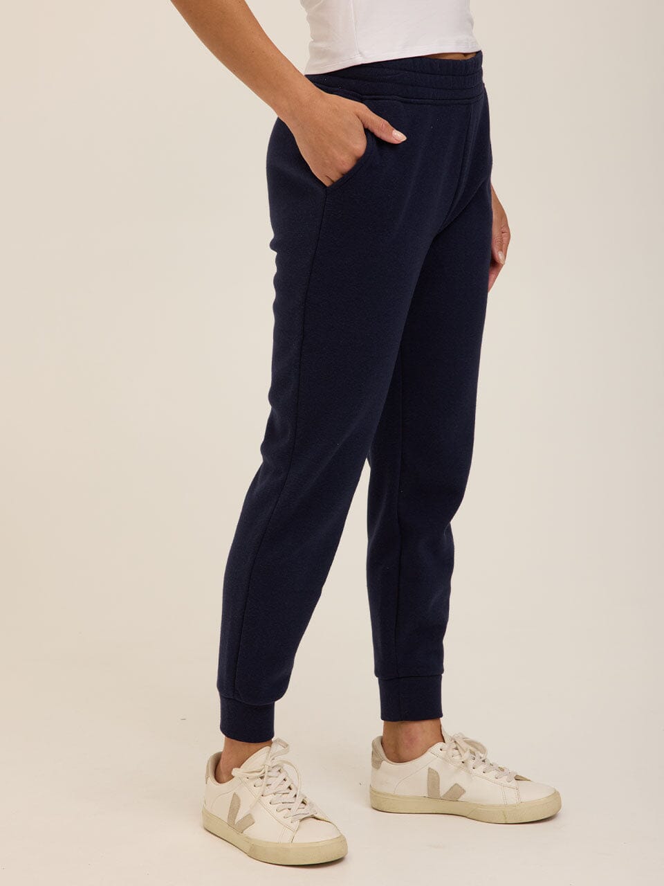 Rowena Women's Triblend Fleece Jogger in Navy Blue, Relaxed Fit