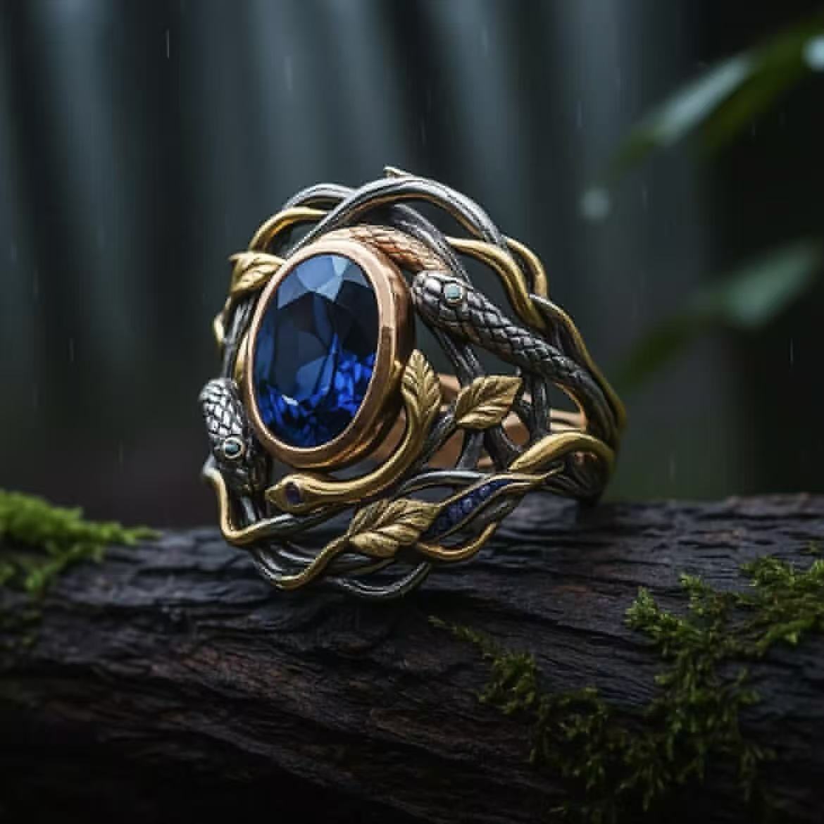 Sanjie 2026 New Eco-Friendly Alloy Ring, Ins Creative Multi-Snake Winding Exaggerated Ethnic Retro Jewelry For Women