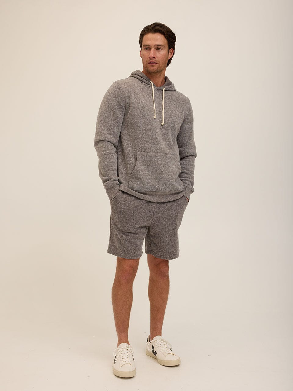 Men's Core Triblend Fleece Pullover Hoodie in Grey