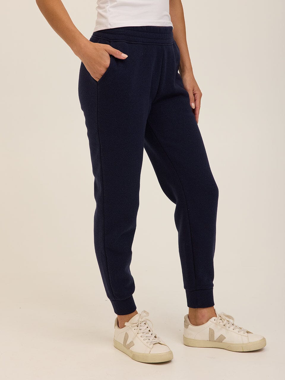 Rowena Women's Triblend Fleece Jogger in Navy Blue, Relaxed Fit