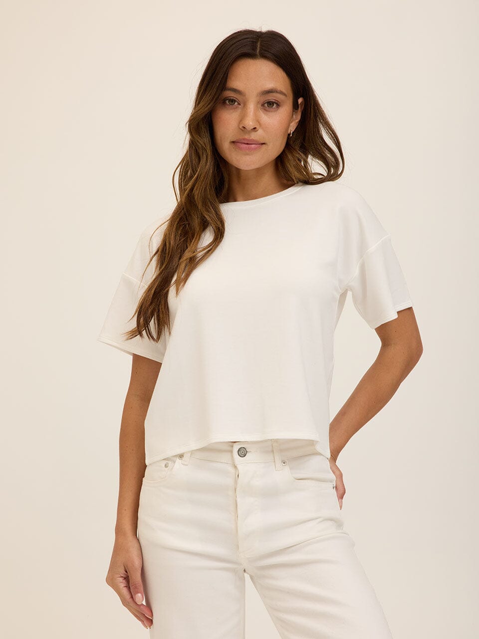 Core Modal Terry White Crew Neck Tee