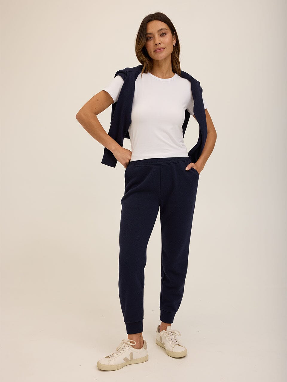 Rowena Women's Triblend Fleece Jogger in Navy Blue, Relaxed Fit