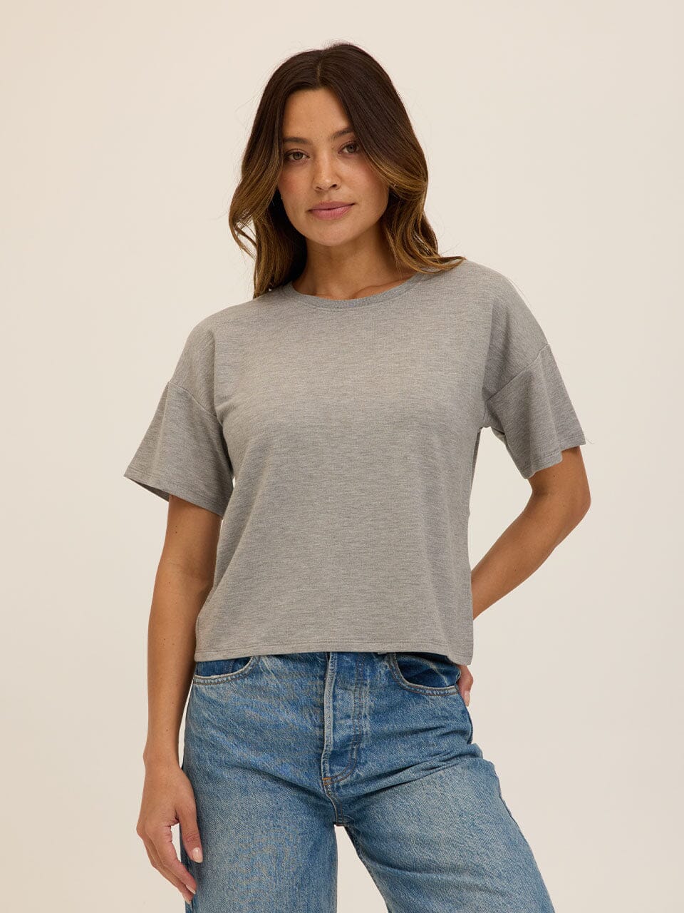Core Modal Terry Crew Neck Tee in Grey