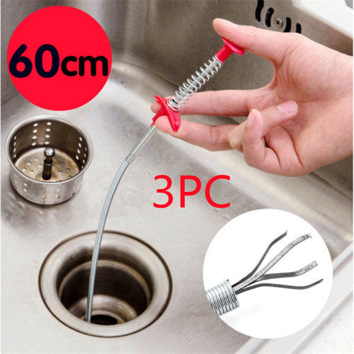 60CM Drain Clog Remover Spring Sewer Dredger for Sink Hair Removal