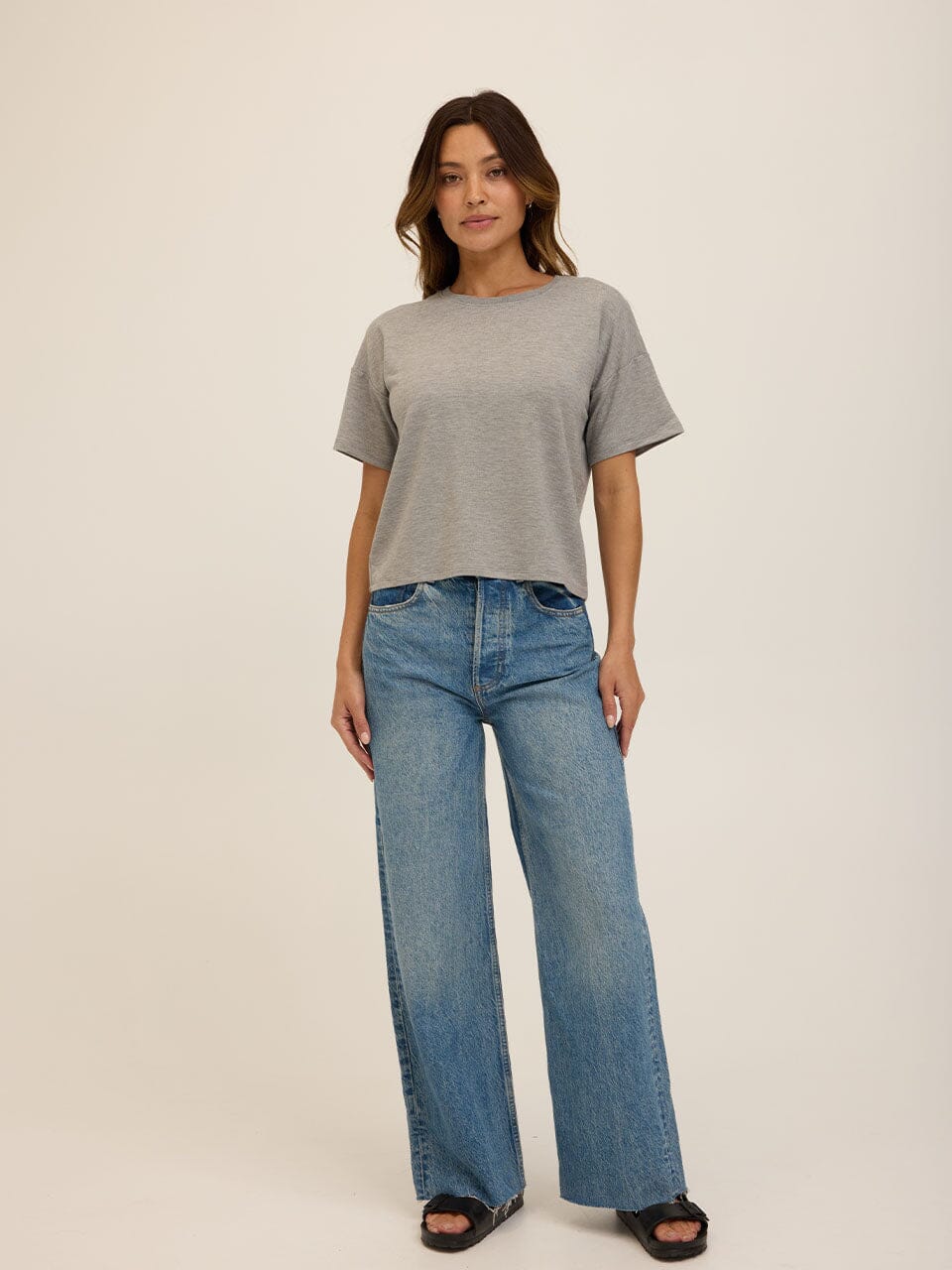 Core Modal Terry Crew Neck Tee in Grey