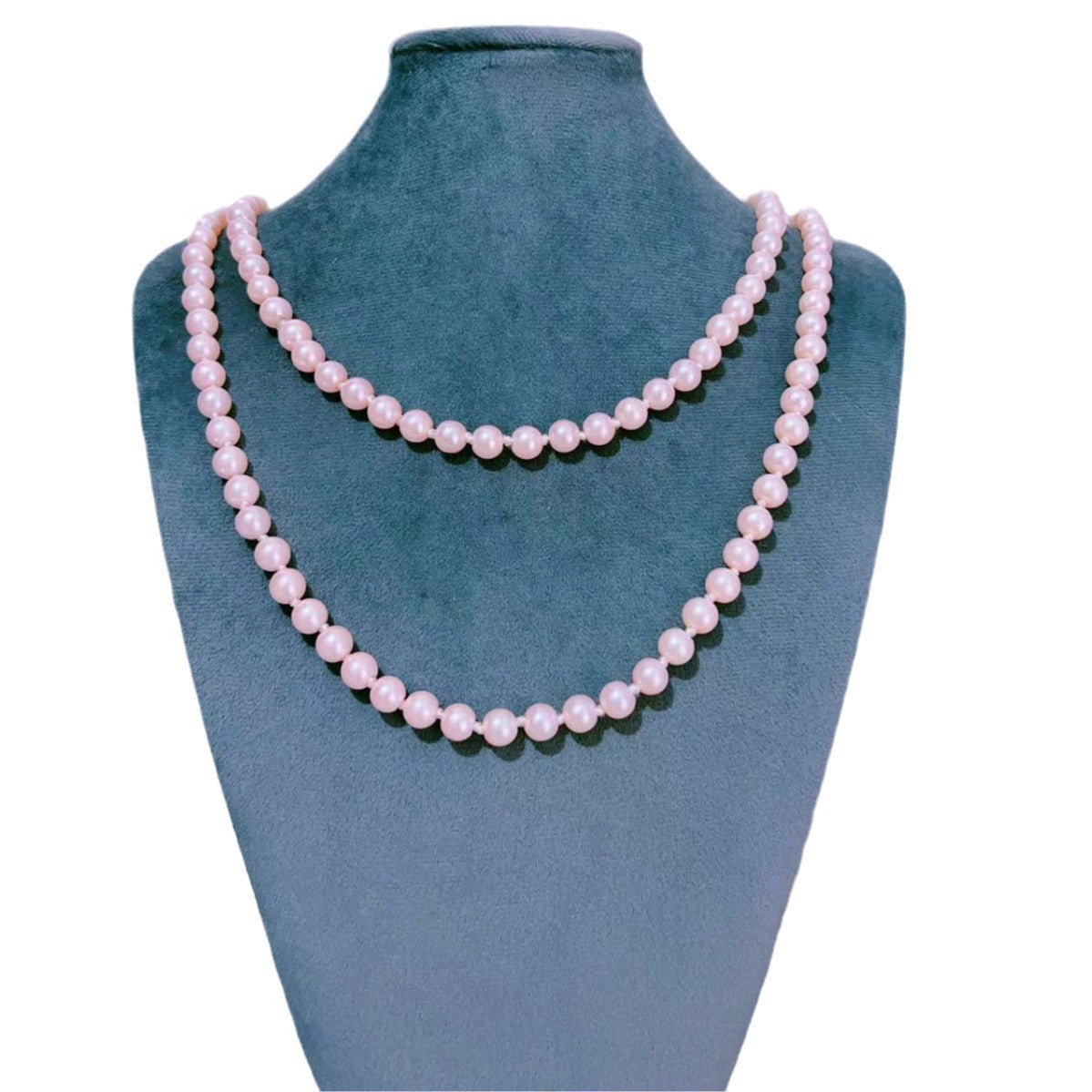 European And American Fashion Glass Imitation Pearl Necklace Women's Simple Knotted Multi-layer Long Sweater Chain Clothing Accessories Wholesale