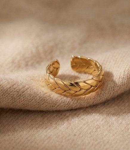Hypoallergenic Gold Played Cuban Ring - Nickel Free Stainless Steel Jewelry for Sensitive Skin