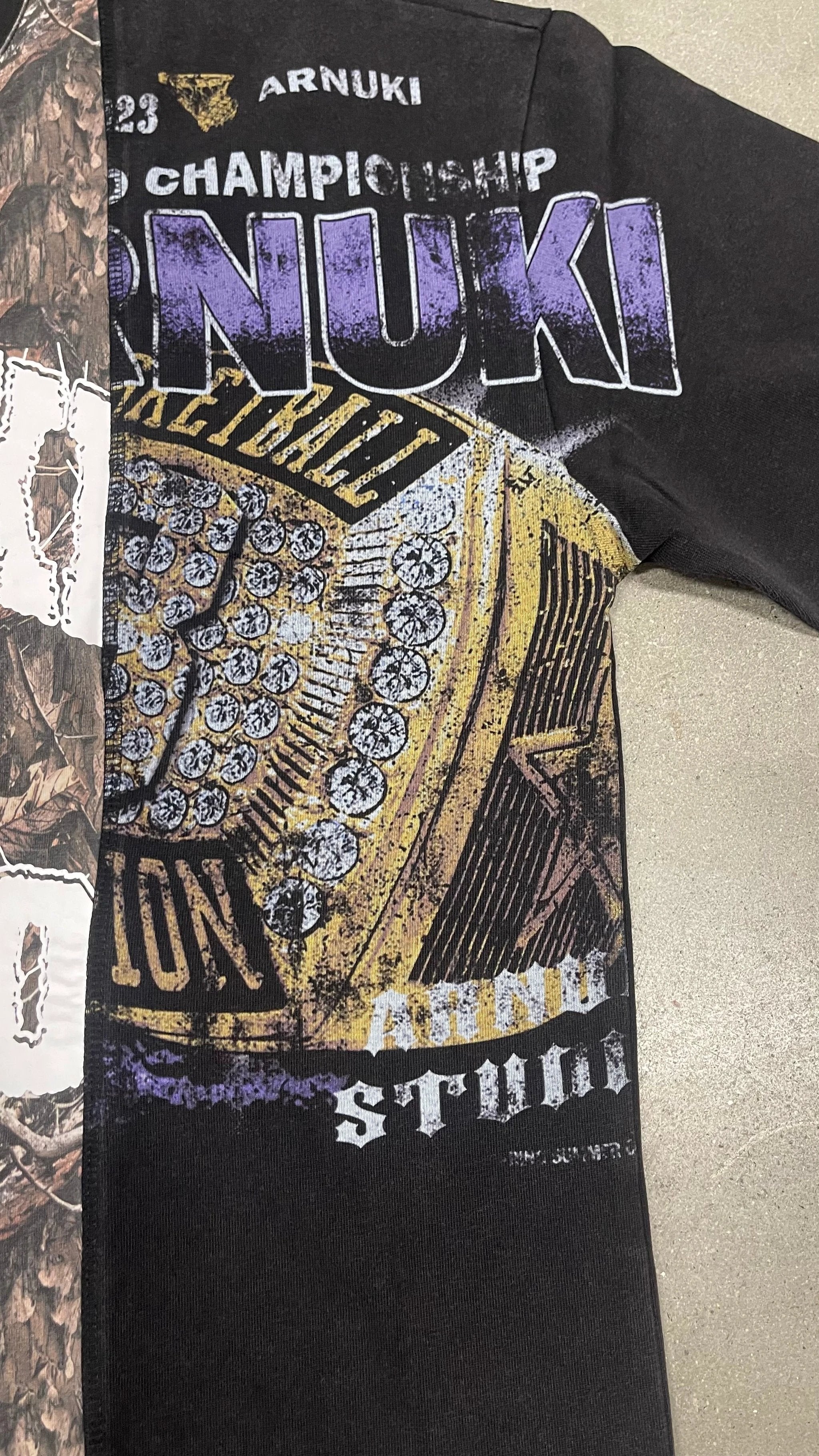 Heavyweight Camo Panel Cropped Boxy Tee Streetwear Graphic Top - Image 6