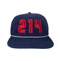 Front view of 214 embroidered water-resistant snapback hat in a laser-cut design