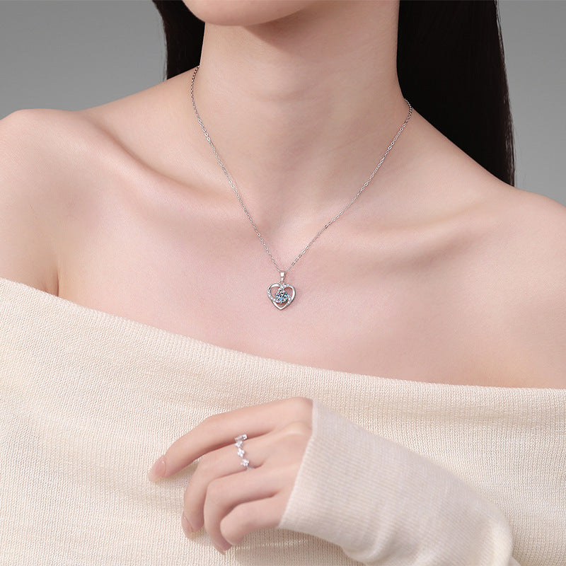 Eternal Heart Moissanite Pendant Necklace in S925 Sterling Silver