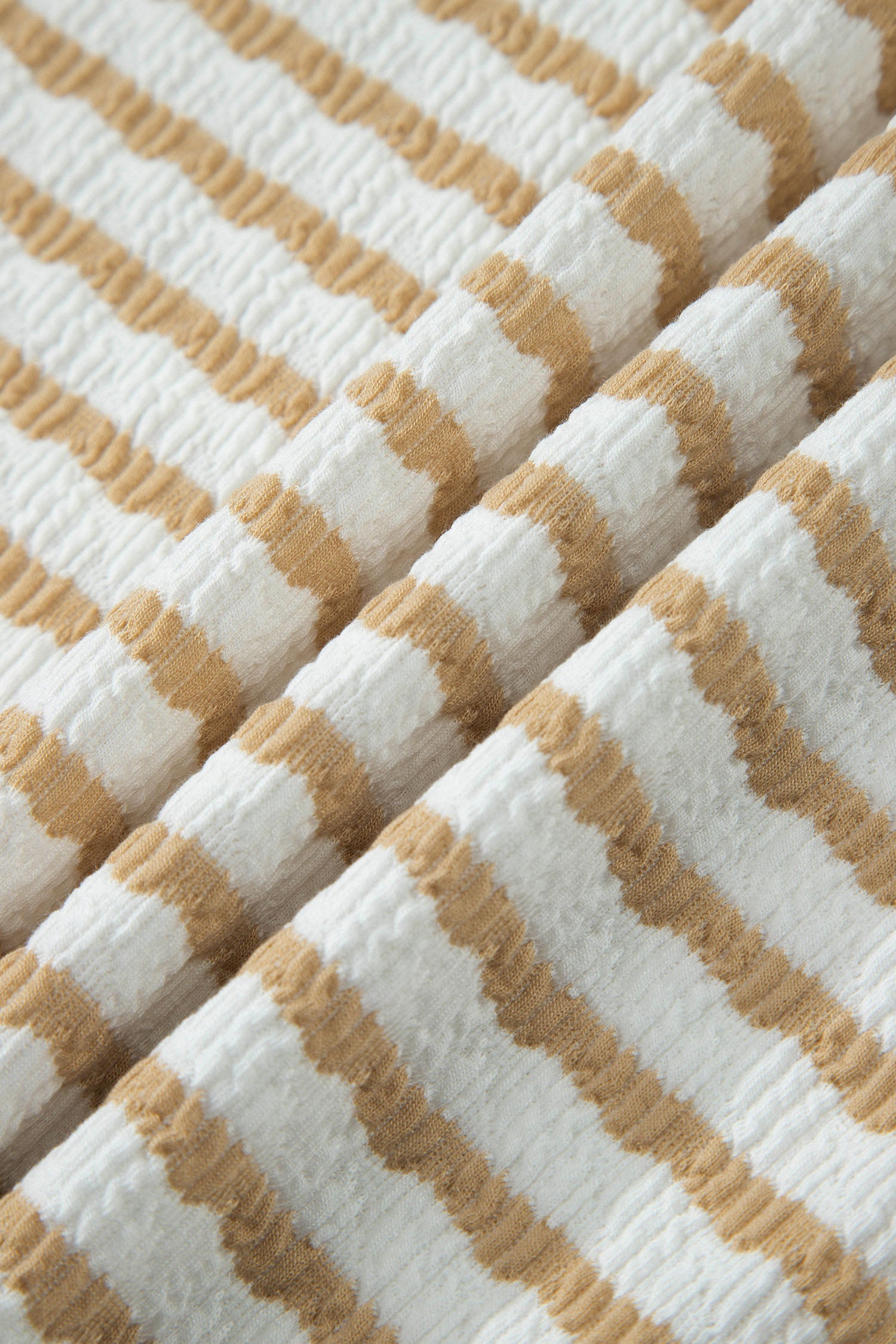 Liv Detail Half Sleeve Striped Knit Top - White & Tan