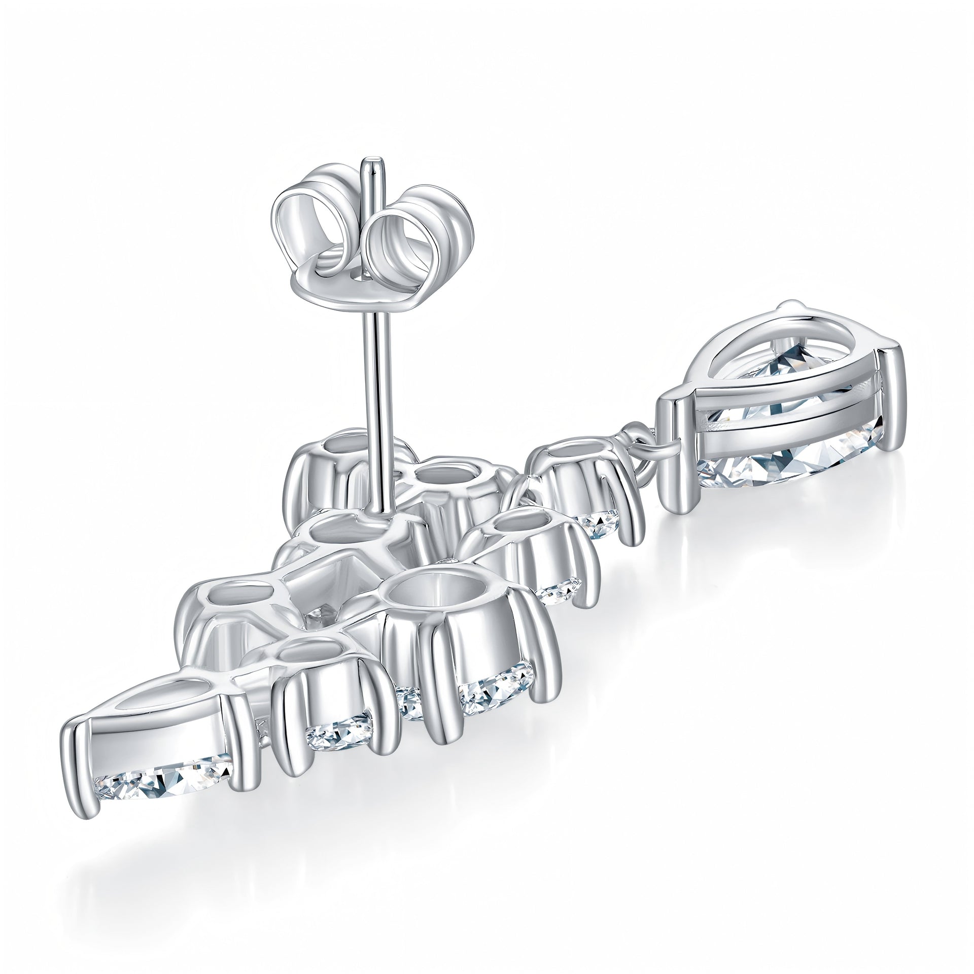 Pear Cut Moissanite Crawler Earrings 5x8mm Teardrop Climber