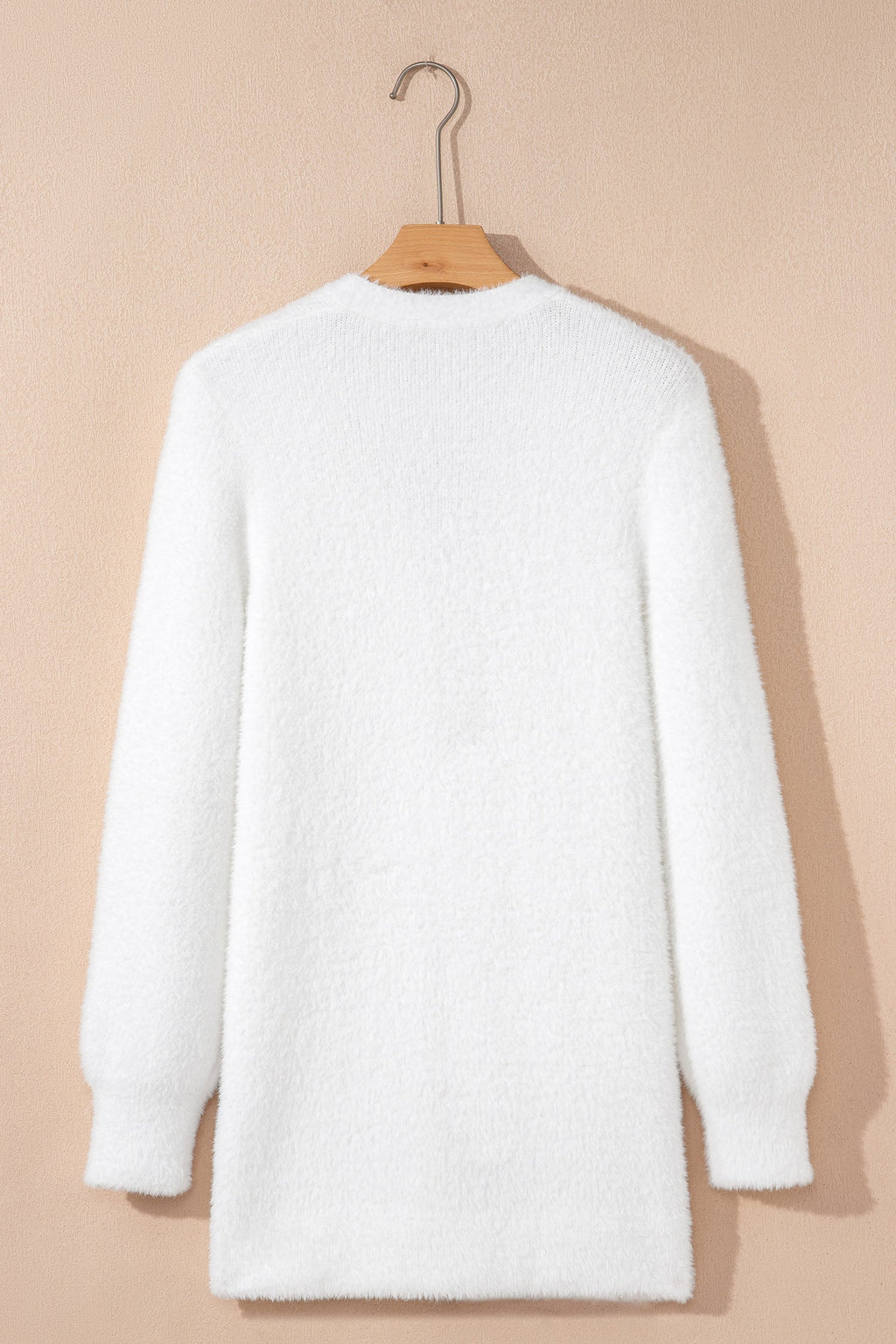 Solid Fuzzy Button-Front Cardigan
