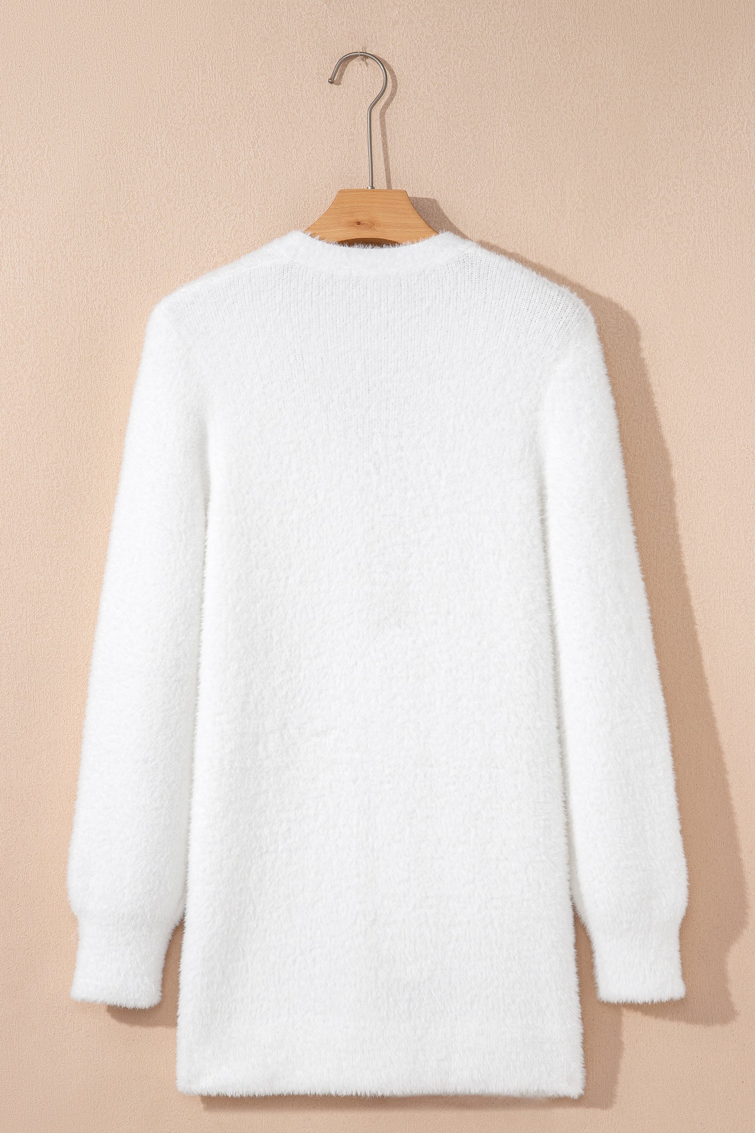 Solid Fuzzy Button-Front Cardigan