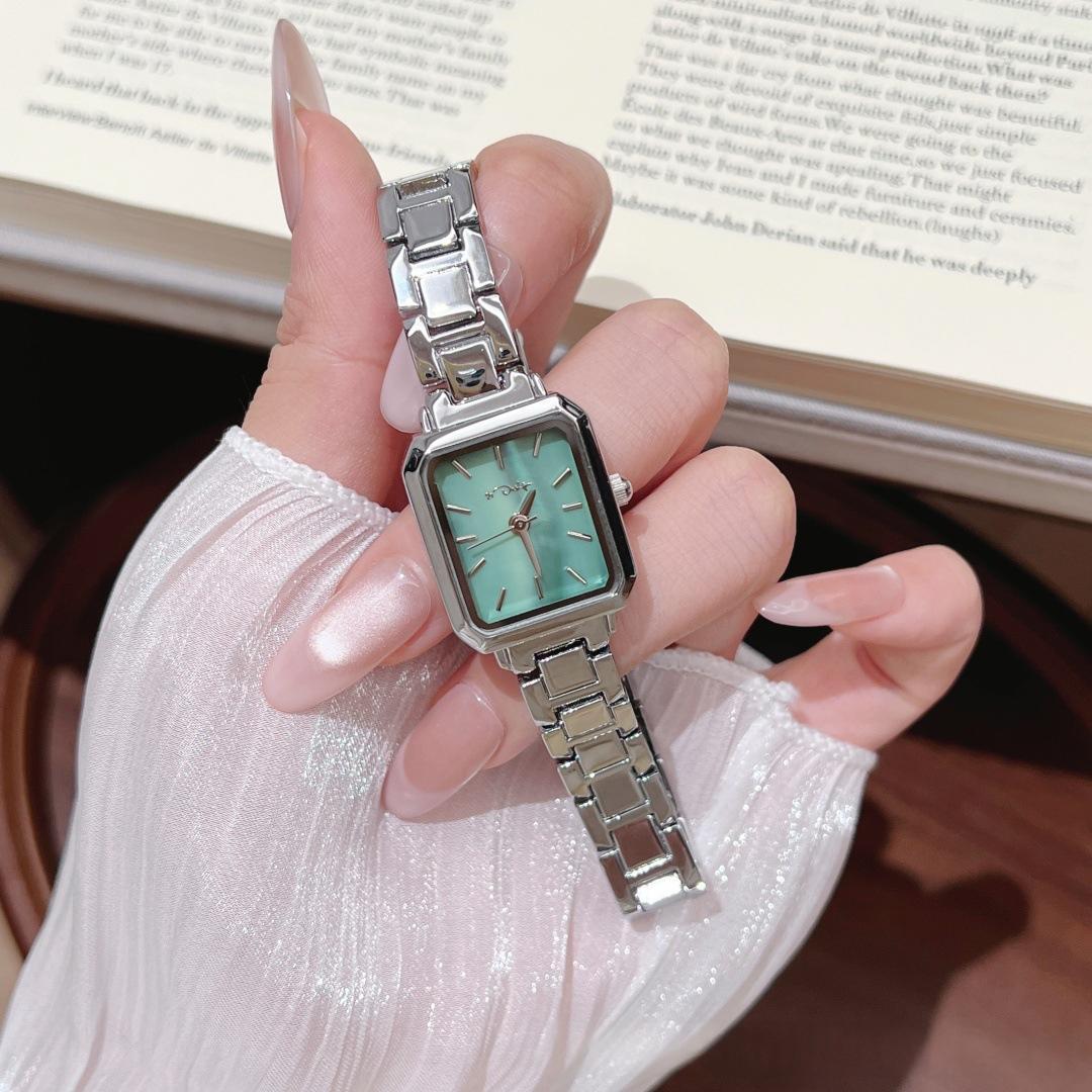 Simple Square Sugar Shaped Steel Band Mother Of Pearl Womens Watch