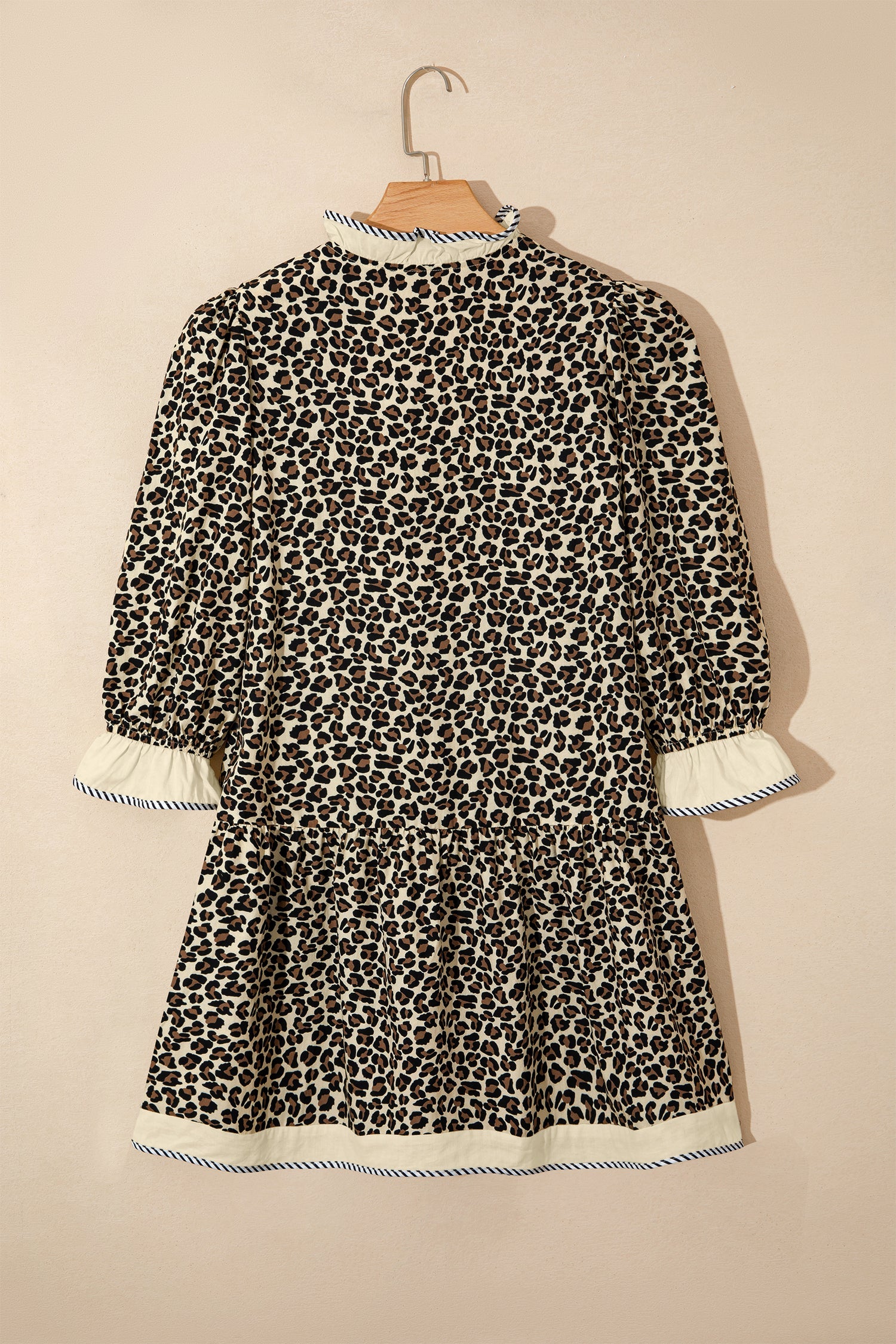 Leopard Stripe Colorblock Mini Dress V-Neck