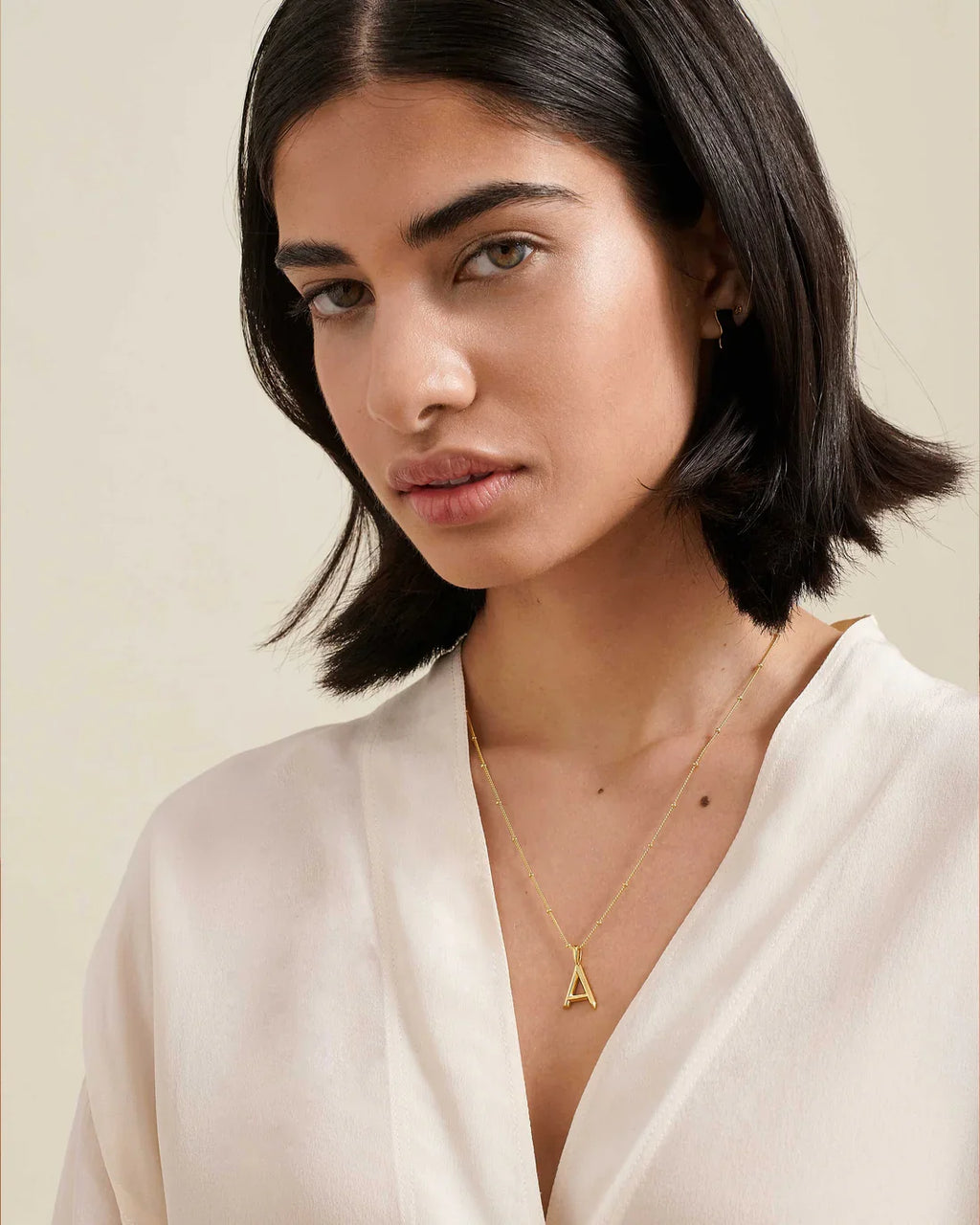 18K gold birthstone with letter design elegant necklace