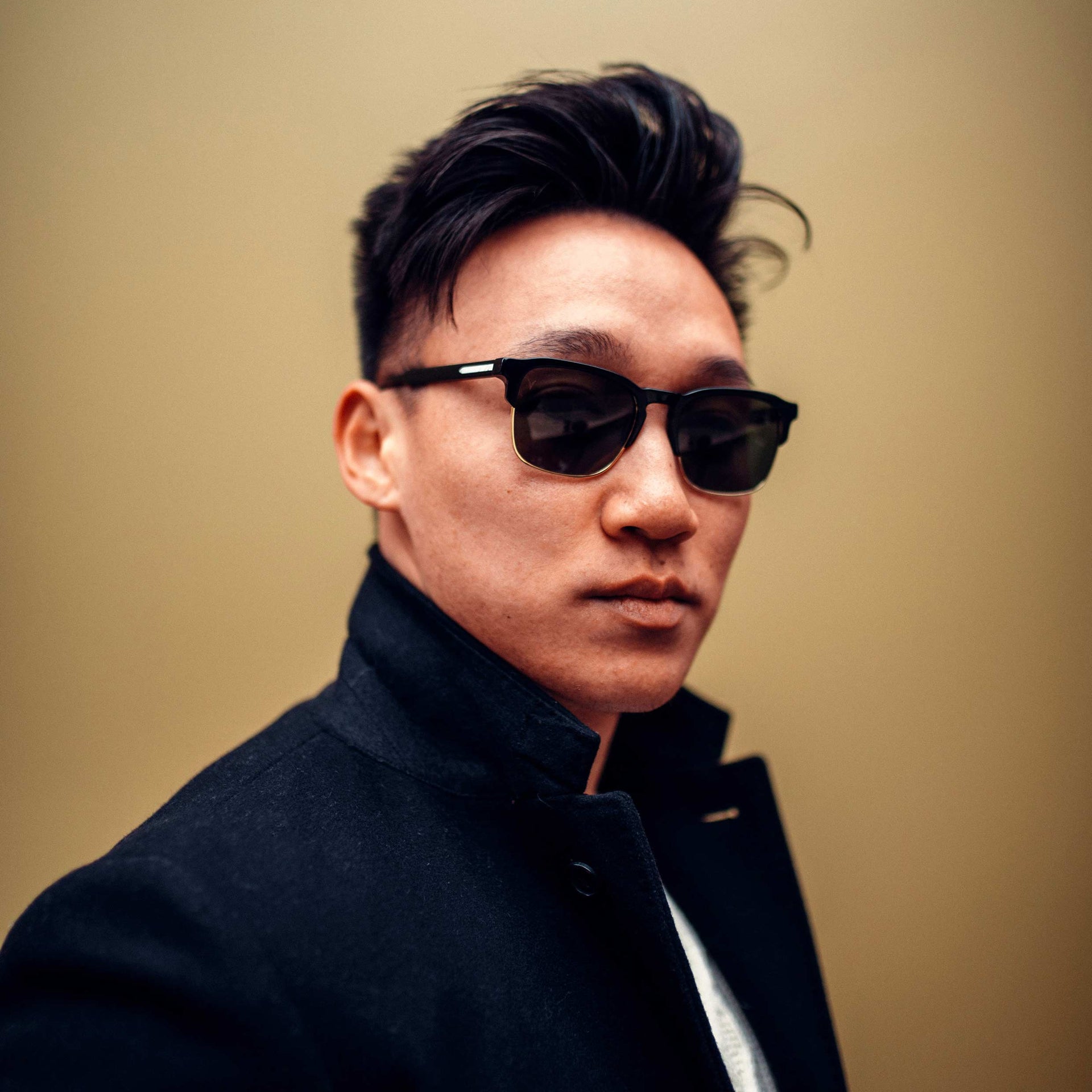 The Villa Jet Black Gold Sunglasses - Sleek Masculine Design