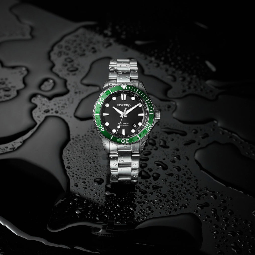 The Argo Automatic Dive Watch in Green and Silver