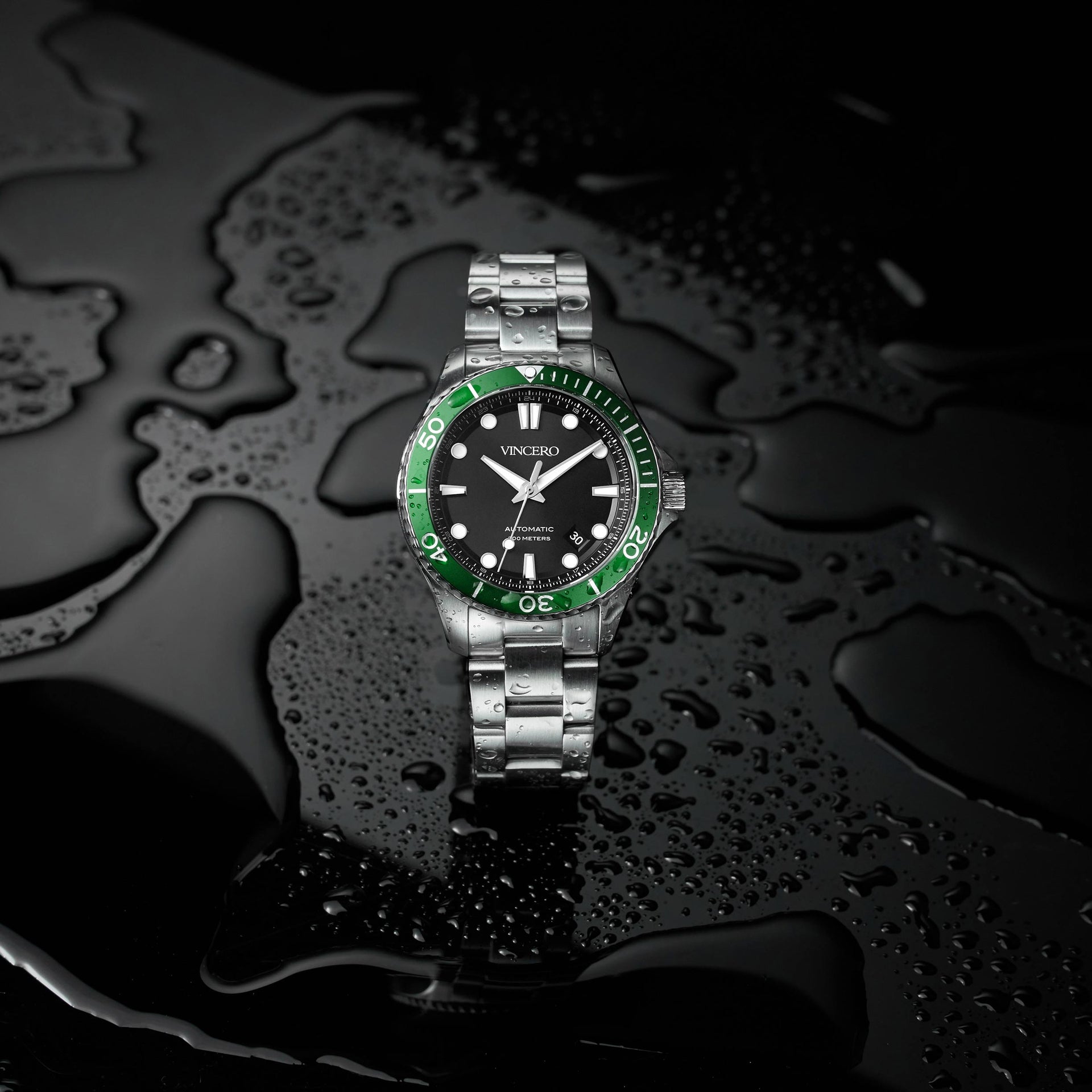 The Argo Automatic Dive Watch in Green and Silver