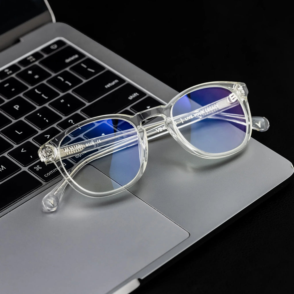 District Blue Light Glasses - Crystal Round Frames