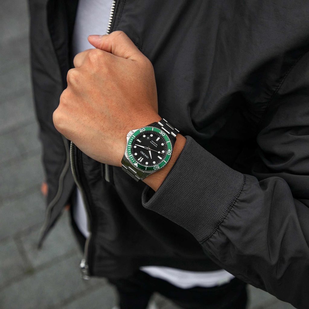 The Argo Automatic Dive Watch in Green and Silver