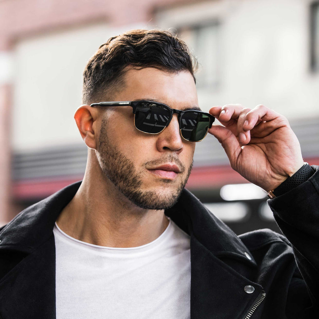 The Villa Jet Black Gold Sunglasses - Sleek Masculine Design