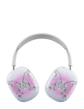 Chrome butterfly design with a purple aura on an AirPods Max cover.