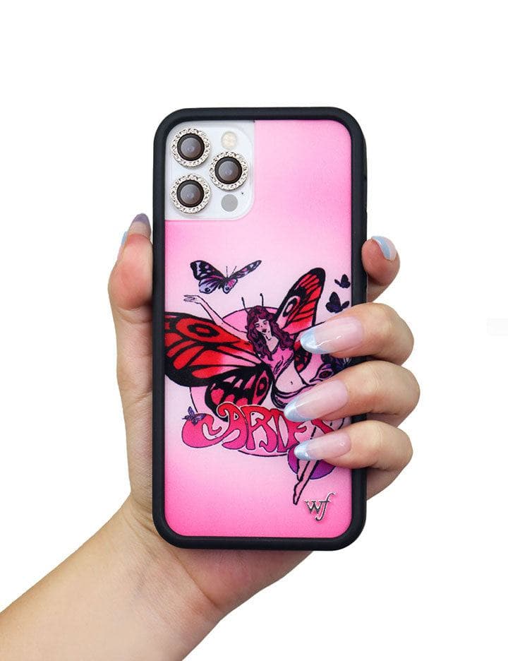 Aries Zodiac Fairy iPhone Case with Butterfly Art Pink